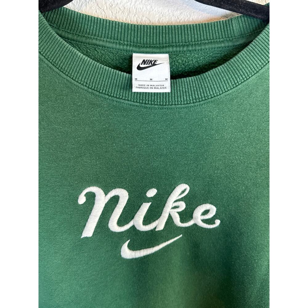 Nike NSW Oversized Crew Green Sweatshirt Revolve Embroidered Logo Womens Medium - Picture 3 of 9